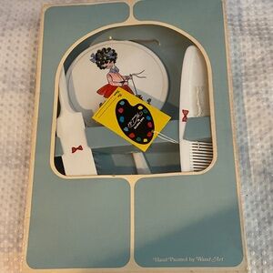 Hand Painted Vanity Set with Mirror and Comb